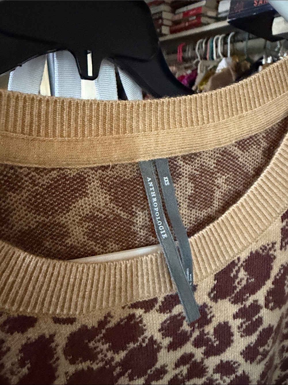 Anthropologie Brown and Tan Leopard Print Pullover Vest - Picture 2 of 4